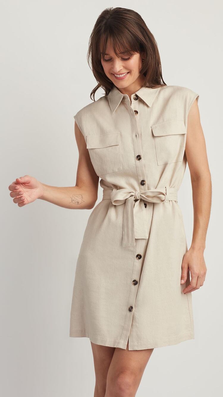 Ellen tracy LINEN BLEND SHIRT DRESS NWT small (b46 )